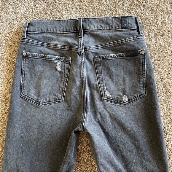 7 For All Mankind High Waist Ankle Skinny Jeans Women’s 27 Washed Gray Black - Picture 12 of 16